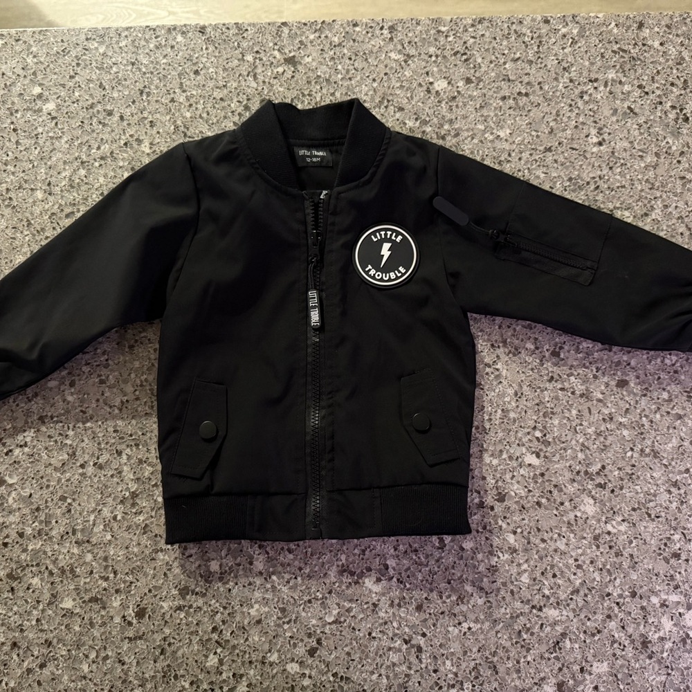 Kids Black Bomber Jacket